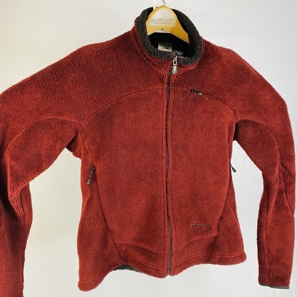 VTG Patagonia Womens Red Polartec Polyester Full Zip Pile Jacket Medium M - Picture 2 of 9